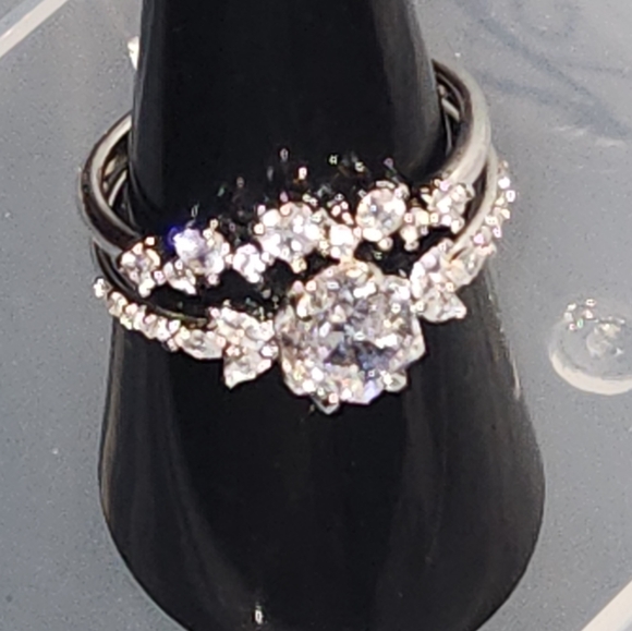 2 Stackable Band Rings Size 9 Diamond Cubic Zirconia New with Tag
